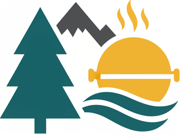 Логотип компании Рускеала База: летний отдых, аренда мангалов, современный дизайн.